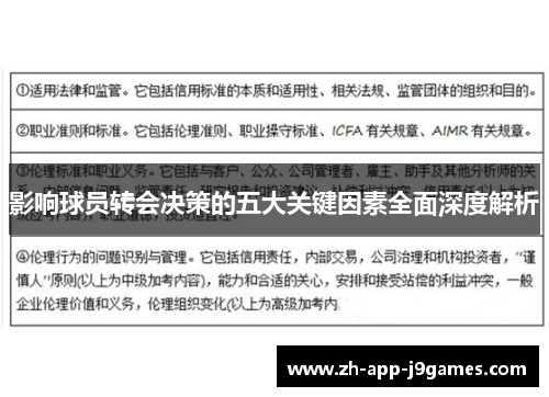 影响球员转会决策的五大关键因素全面深度解析